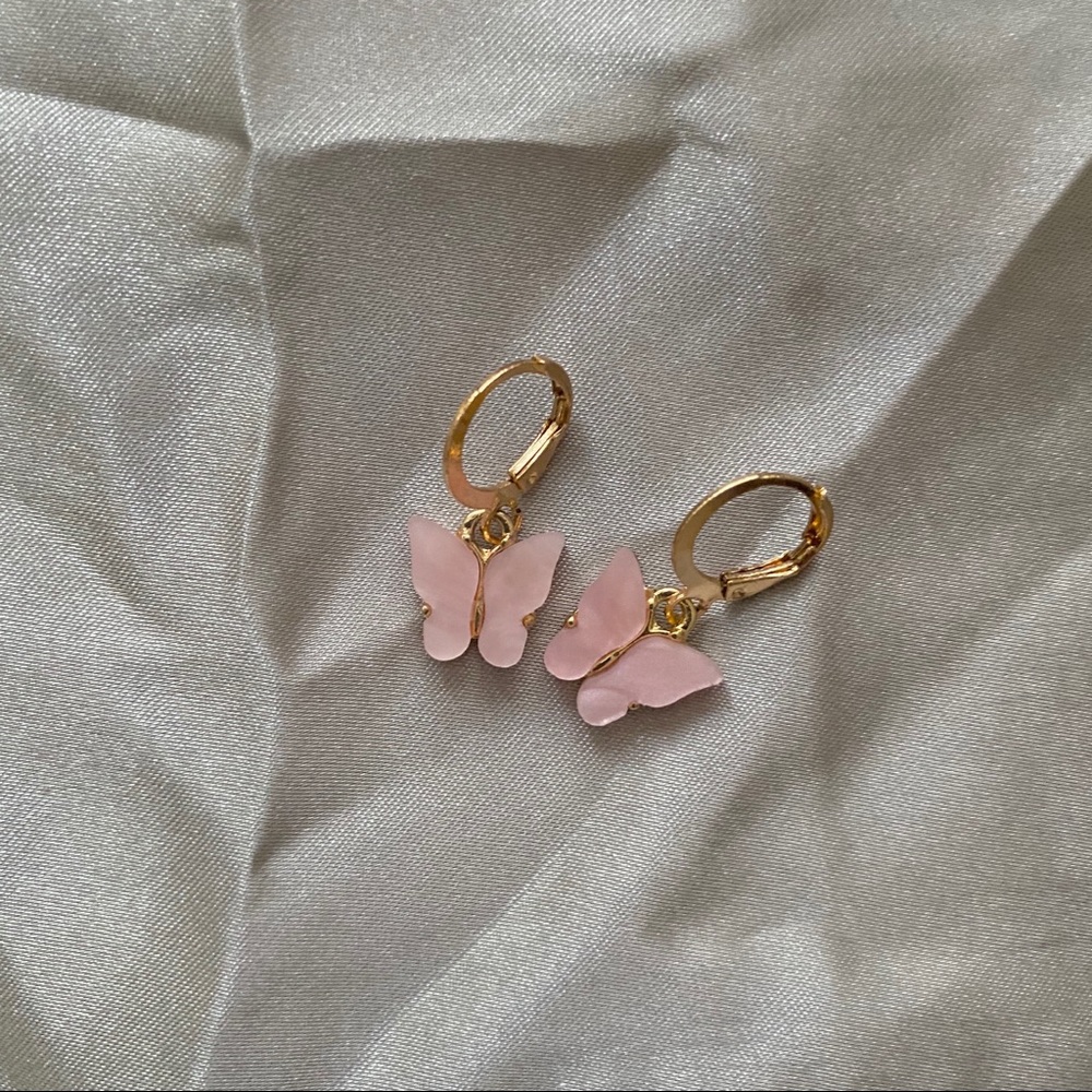 COPY - pink acrylic butterfly earrings